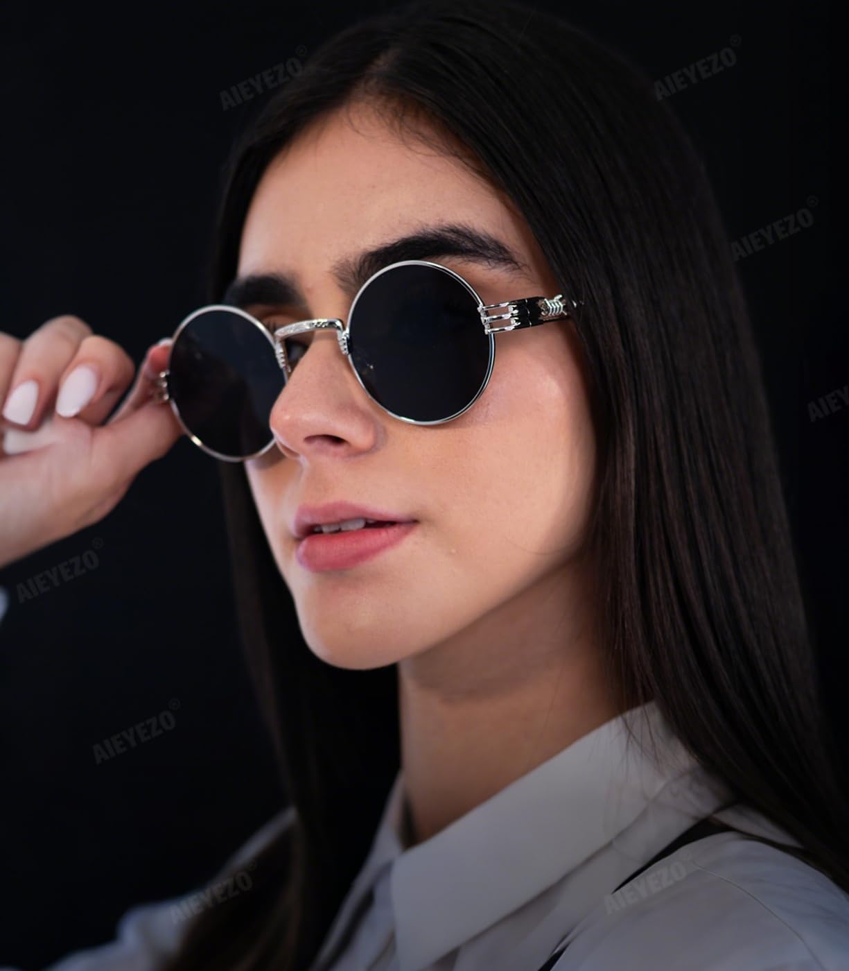 LENTES DE SOL AIEYEZO STEAMPUNK REDONDOS UNISEX MARCO METÁLICO - 3
