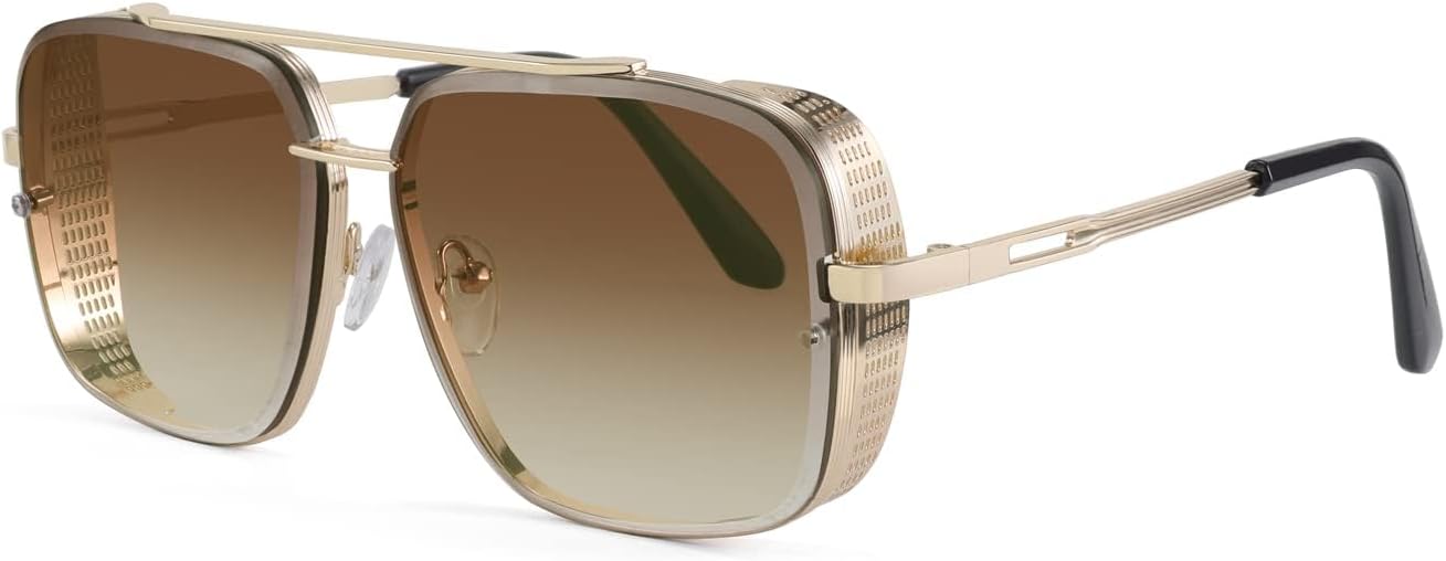 LENTES DE SOL FEISEDY VINTAGE PILOTO CUADRADOS METAL STEAMPUNK B2894 - 1