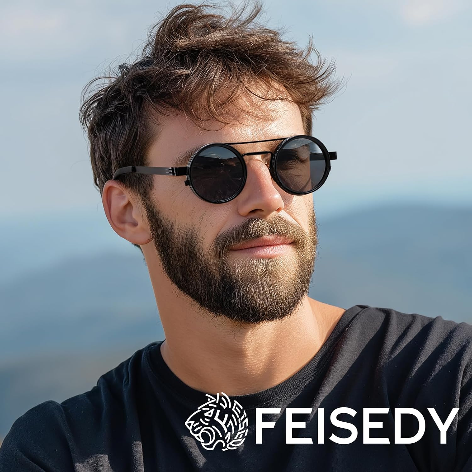 LENTES DE SOL FEISEDY REDONDOS POLARIZADOS AJUSTABLES UV400 TAC B1400 - 2