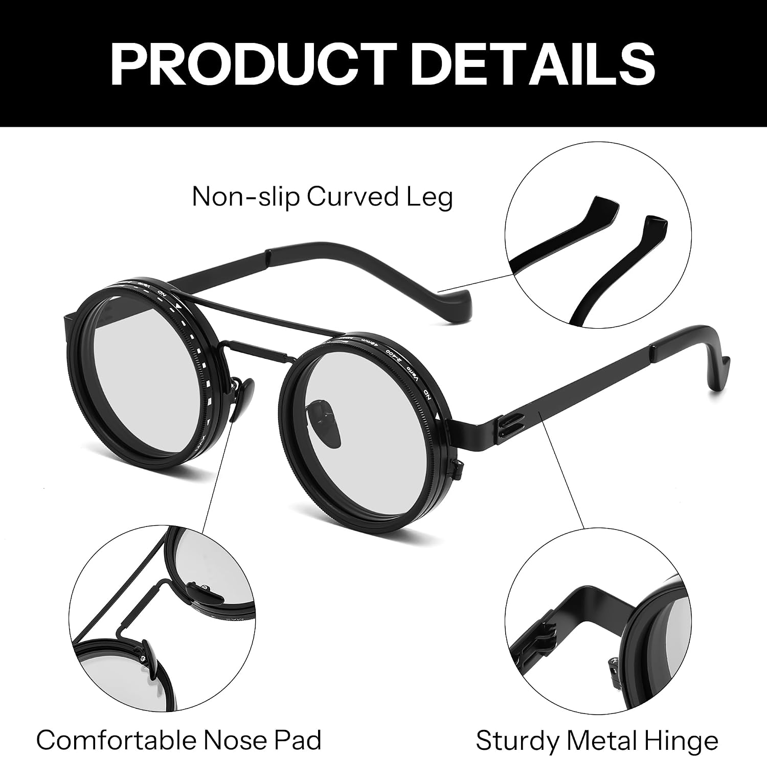 LENTES DE SOL FEISEDY REDONDOS POLARIZADOS AJUSTABLES UV400 TAC B1400 - 3