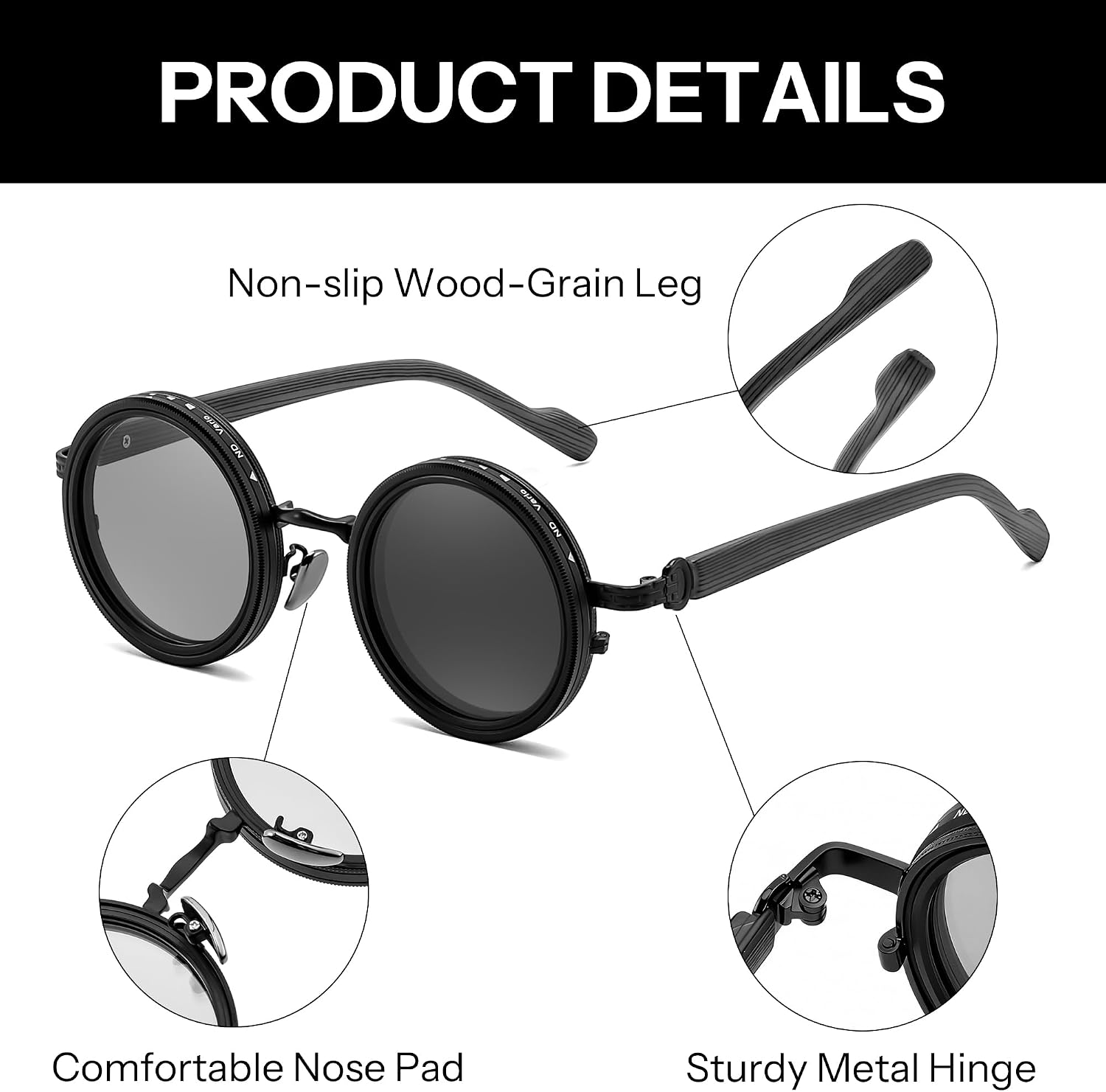 LENTES DE SOL FEISEDY REDONDOS POLARIZADOS CON LENTES TAC UV400 AJUSTABLES B0380 - 3