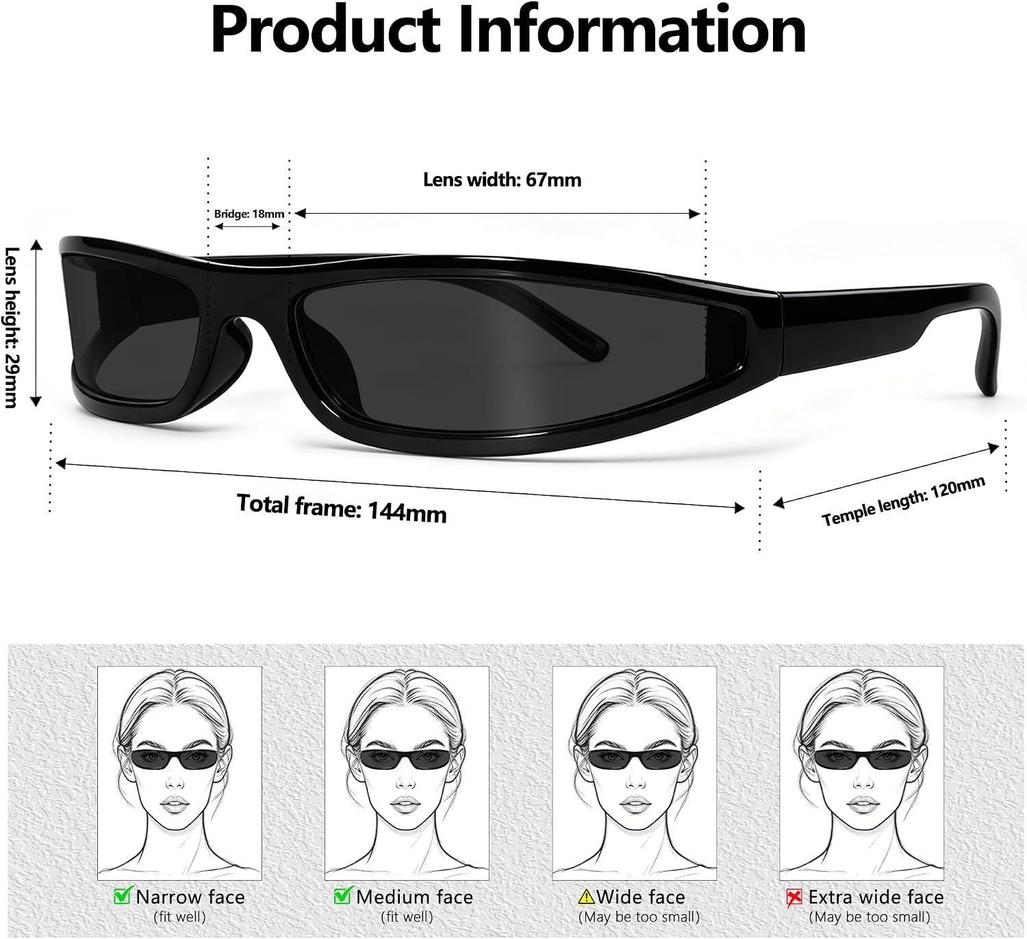 LENTES DE SOL RMEROM FUTURISTIC RAVE UNISEX DISEÑO ENVOLVENTE CURVO - 5