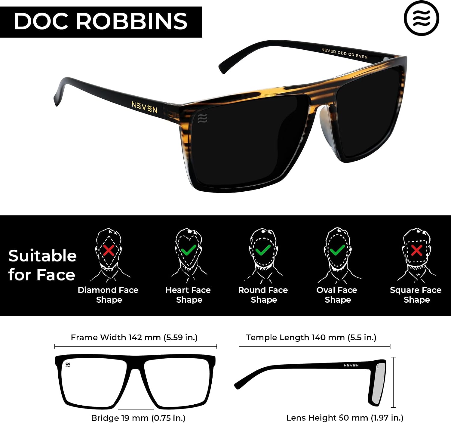 LENTES DE SOL RECTANGULARES POLARIZADOS PARA HOMBRE NEVEN TR90 L/XL - 3
