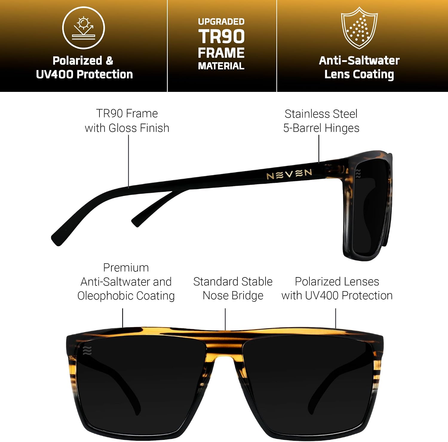 LENTES DE SOL RECTANGULARES POLARIZADOS PARA HOMBRE NEVEN TR90 L/XL - 5