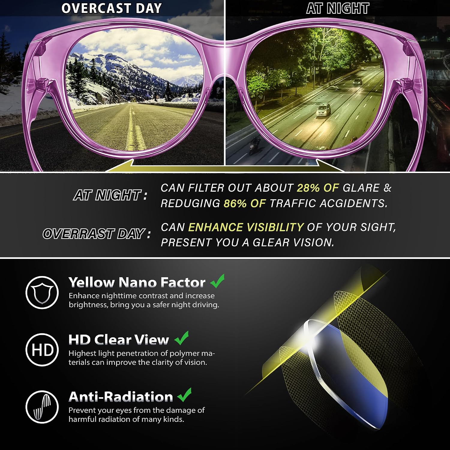 LENTES DE SOL NIGHT VISION PARA MUJER URUMQI PARA USAR SOBRE ANTEOJOS - 4