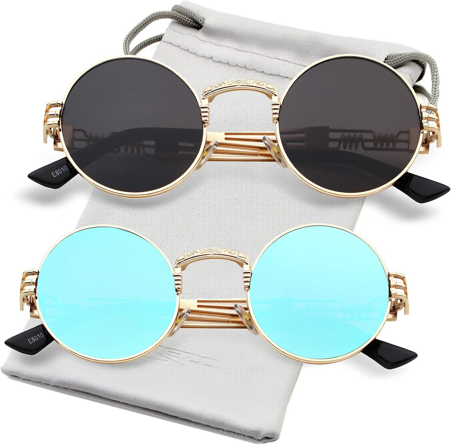 LENTES DE SOL AIEYEZO STEAMPUNK REDONDOS UNISEX MARCO METÁLICO - 1