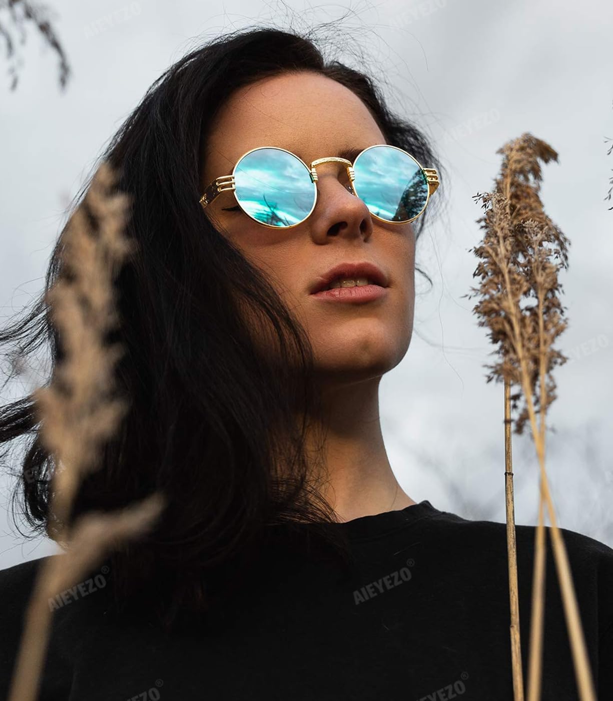 LENTES DE SOL AIEYEZO STEAMPUNK REDONDOS UNISEX MARCO METÁLICO - 4