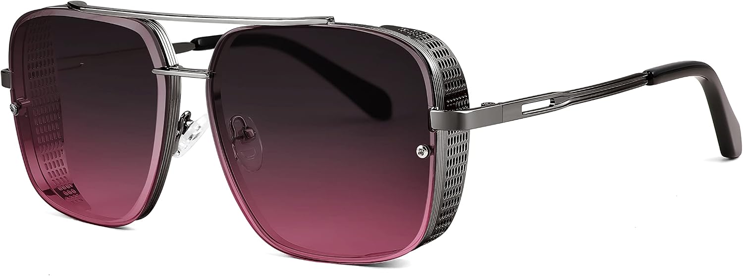 LENTES DE SOL FEISEDY VINTAGE PILOTO CUADRADOS METAL STEAMPUNK B2894 - 1