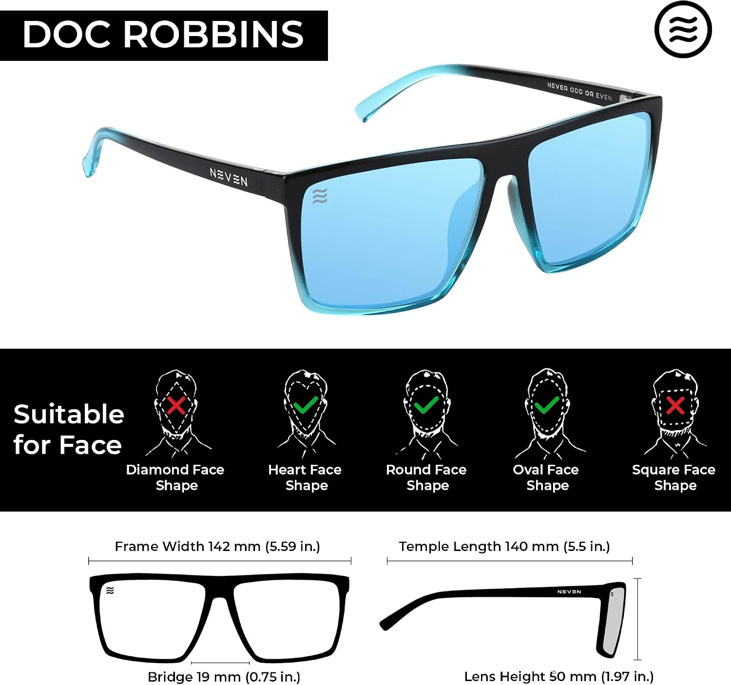 LENTES DE SOL RECTANGULARES POLARIZADOS NEVEN PARA HOMBRE L/XL - 3