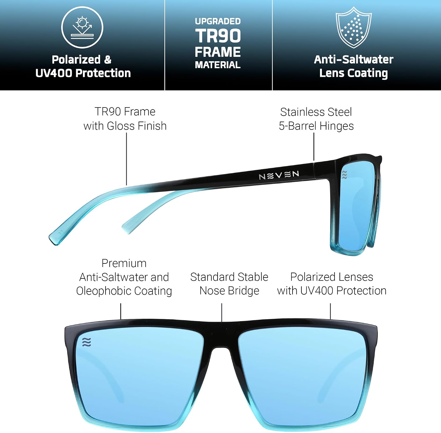 LENTES DE SOL RECTANGULARES POLARIZADOS NEVEN PARA HOMBRE L/XL - 5