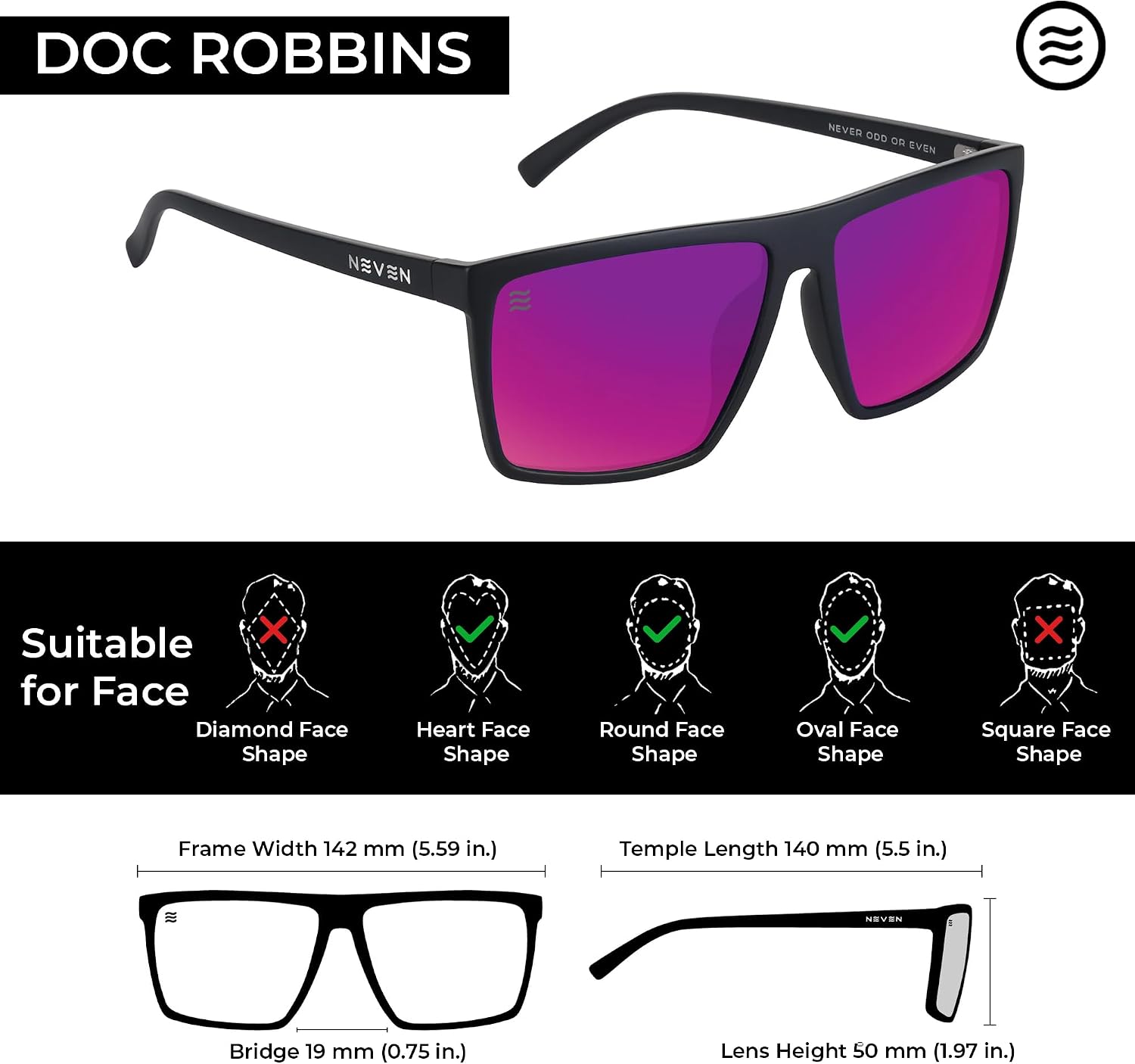 LENTES DE SOL RECTANGULARES POLARIZADOS PARA HOMBRE NEVEN TR90 L/XL - 3