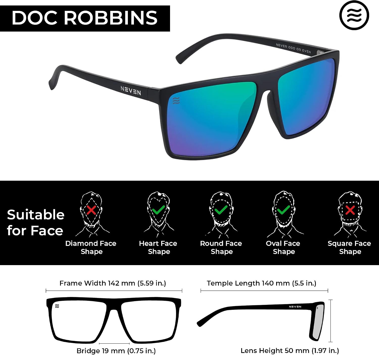 LENTES DE SOL RECTANGULARES POLARIZADOS PARA HOMBRE NEVEN TR90 L/XL - 3
