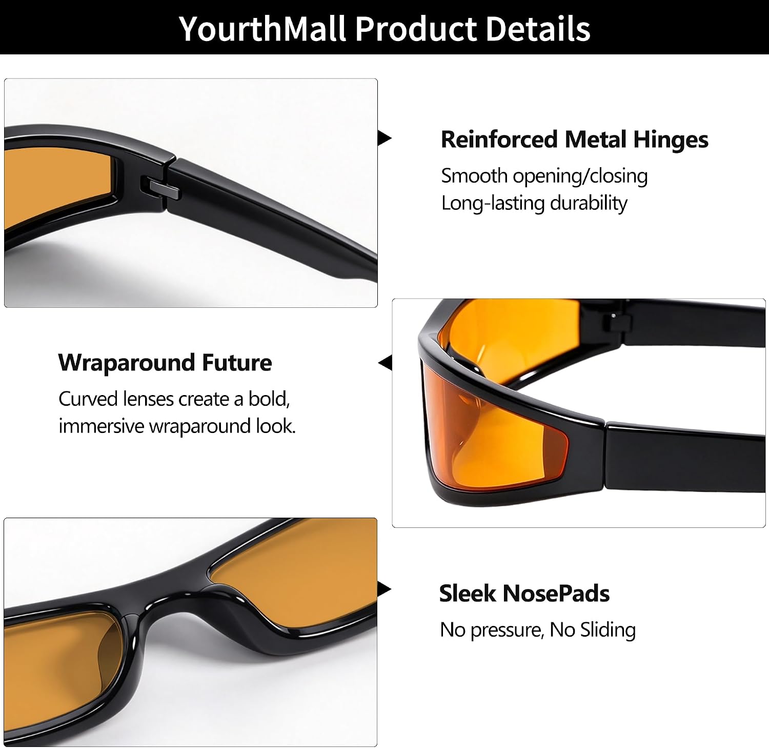 LENTES DE SOL RMEROM FUTURISTIC RAVE UNISEX DISEÑO ENVOLVENTE CURVO - 5