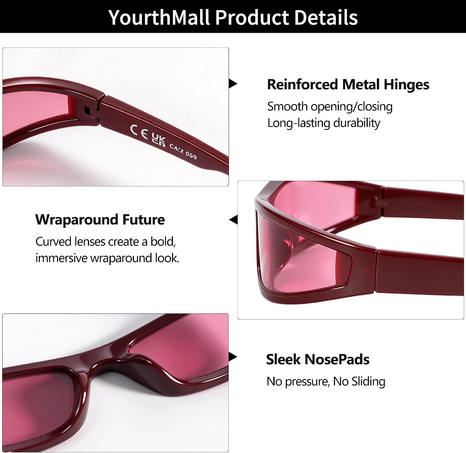 LENTES DE SOL RMEROM FUTURISTIC RAVE UNISEX DISEÑO CURVO - 5