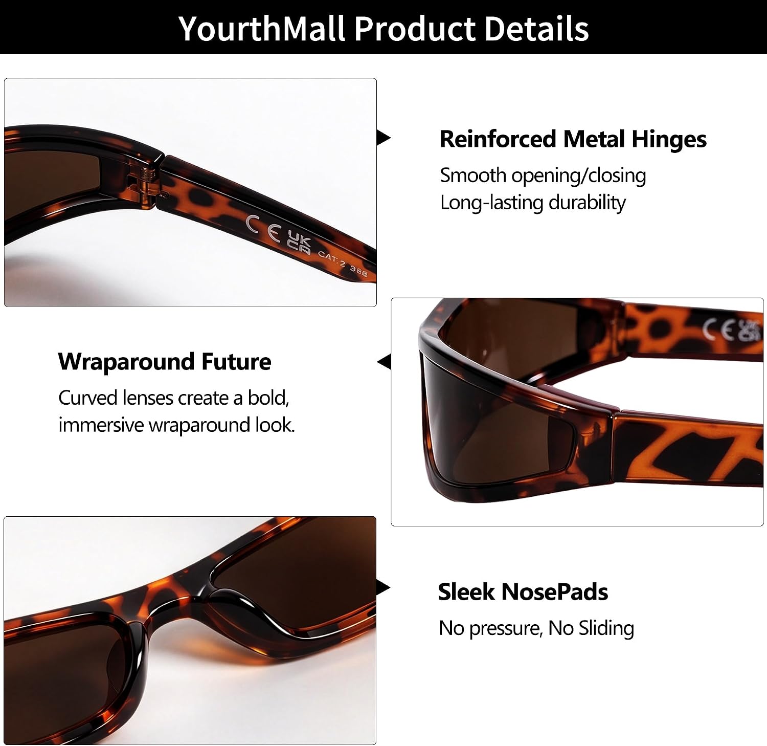 LENTES DE SOL RMEROM FUTURISTIC RAVE UNISEX DISEÑO ENVOLVENTE CURVO - 4