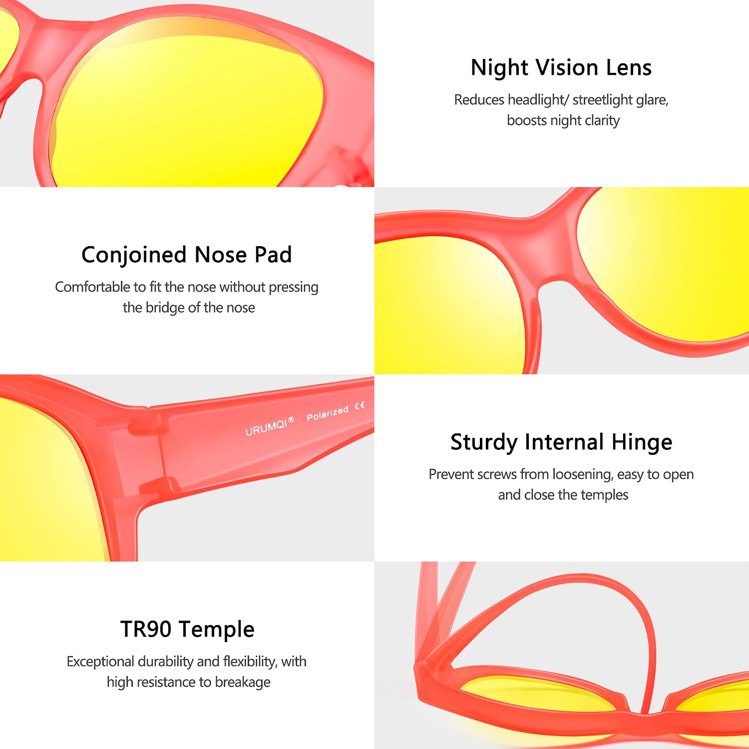 LENTES DE SOL URUMQI NIGHT VISION PARA MUJER PARA USAR SOBRE ANTEOJOS - 5