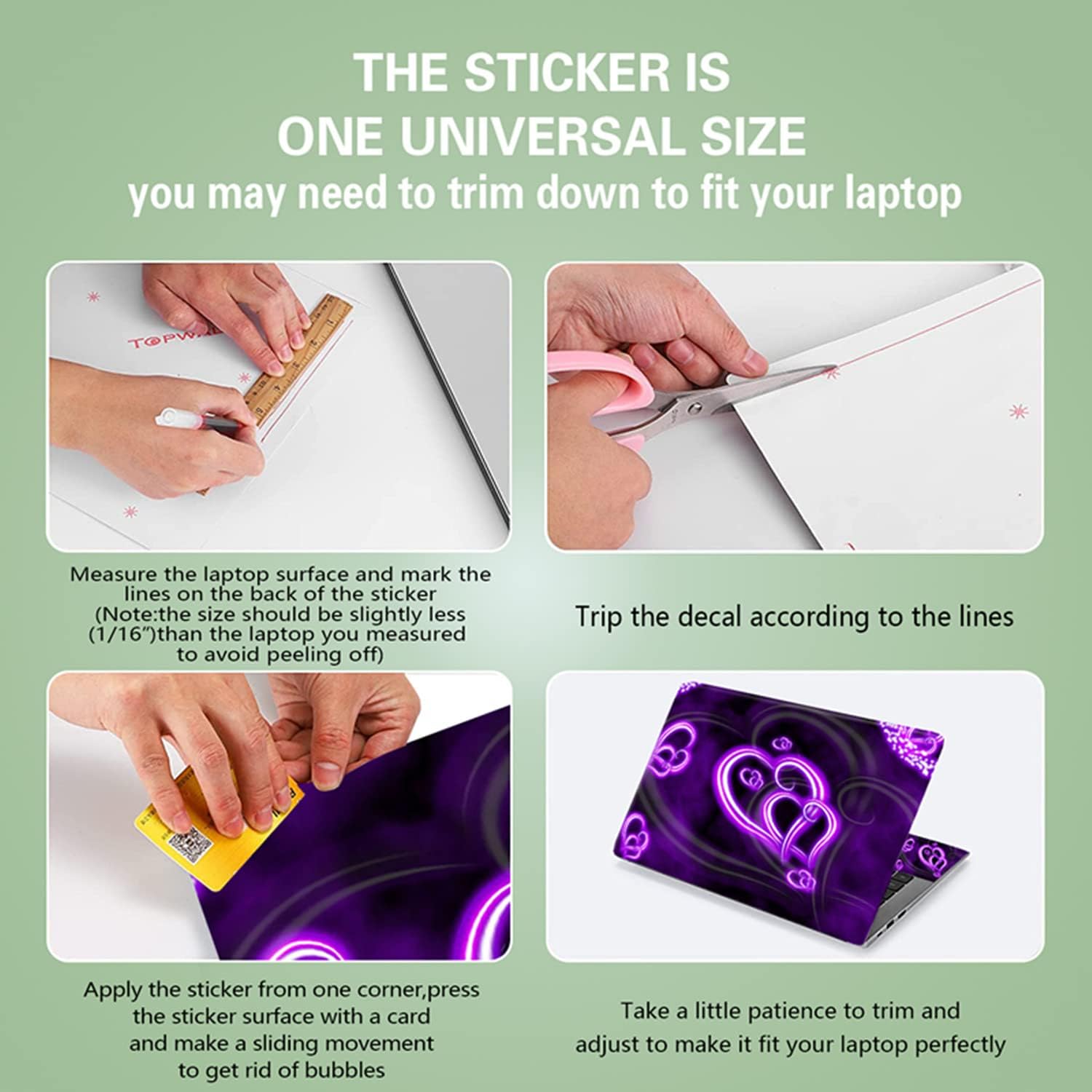SKIN PROTECTOR PARA LAPTOP ICOLOR PURPLE HEARTS 11.6-15.6 PULGADAS - 3