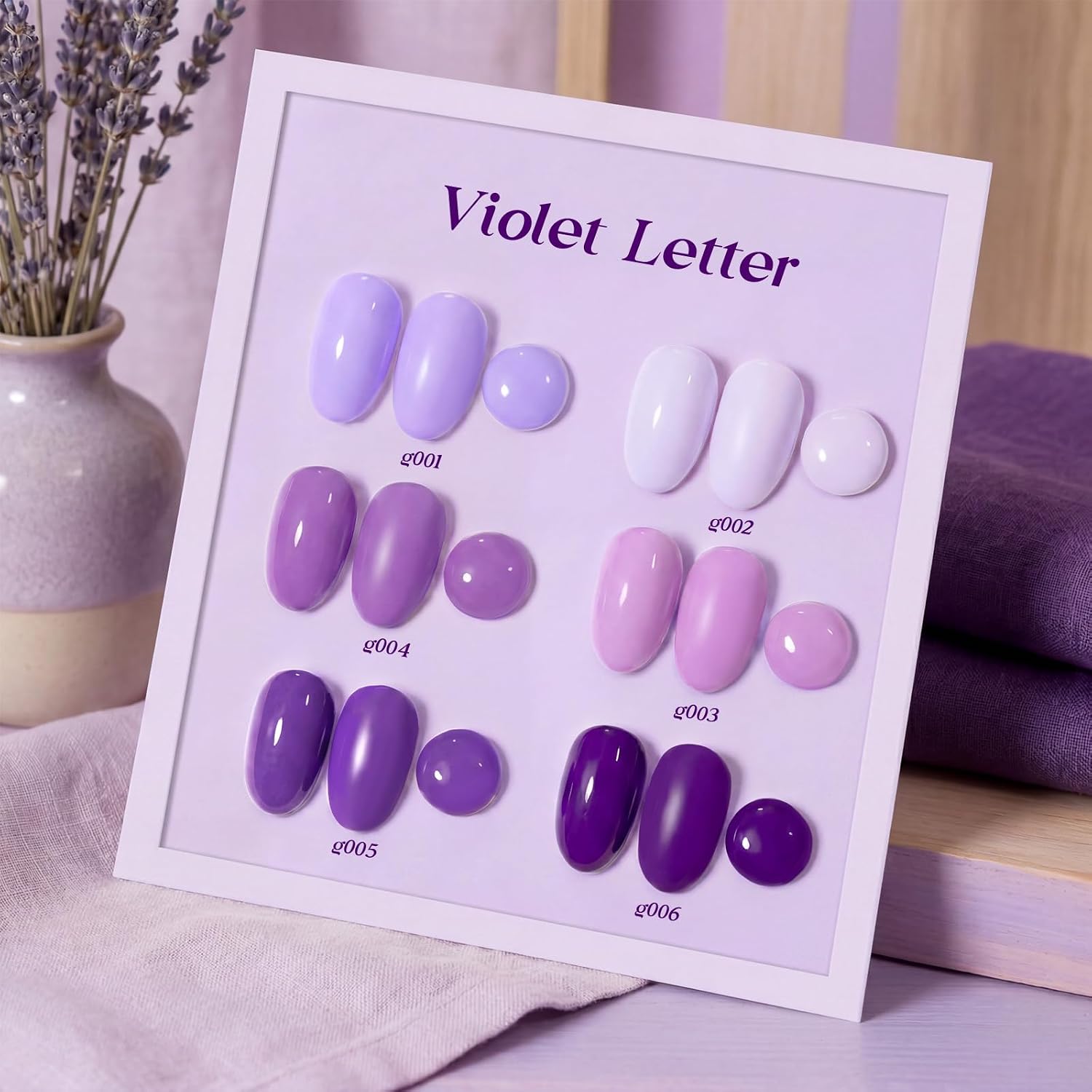SET DE ESMALTES EN GEL BEETLES PURPLE GEL POLISH, COLECCIÓN VIOLET LETTER, 6 TONOS PÚRPURA - 2
