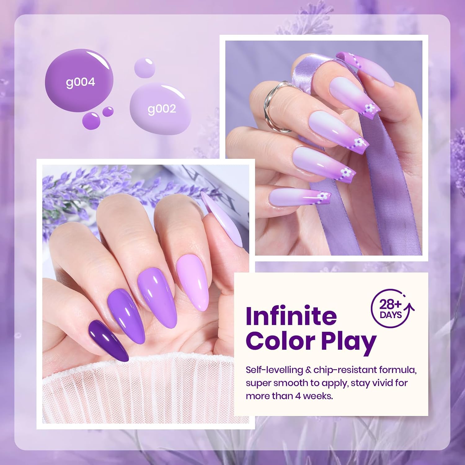 SET DE ESMALTES EN GEL BEETLES PURPLE GEL POLISH, COLECCIÓN VIOLET LETTER, 6 TONOS PÚRPURA - 3