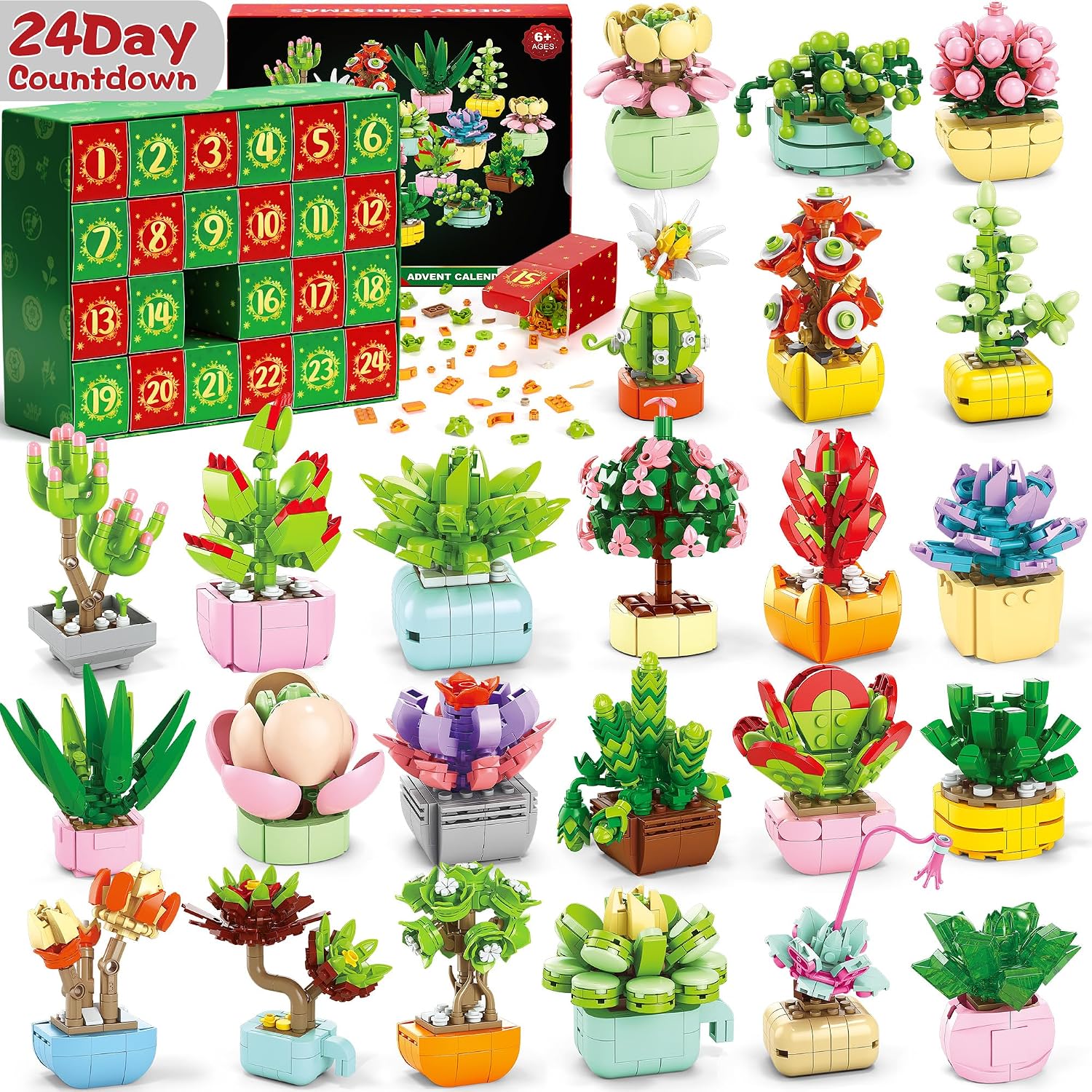 CALENDARIO DE ADVIENTO 2026 QINLINE CON SET DE CONSTRUCCIÓN DE FLORES SUCULENTAS - 1