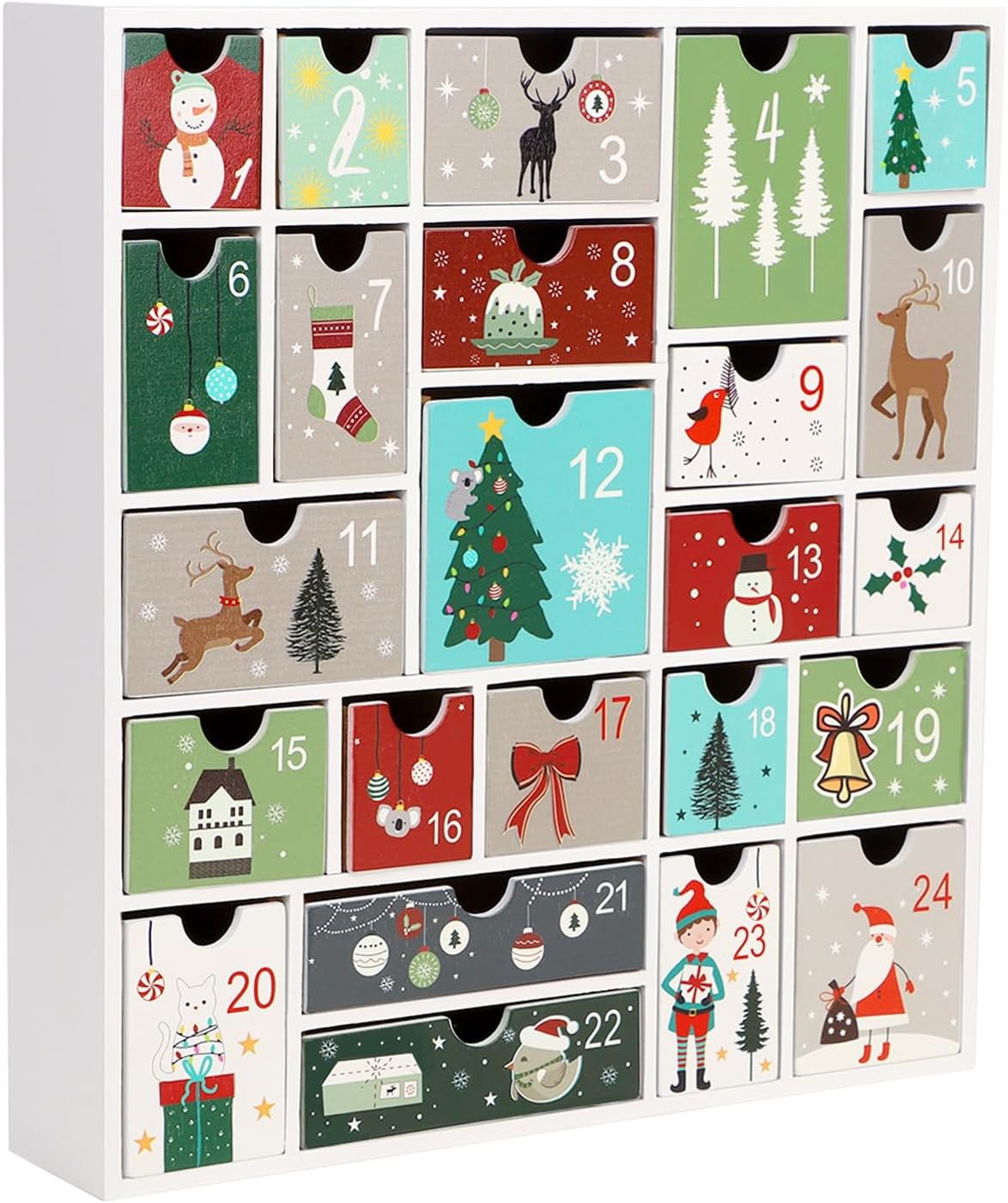 CALENDARIO DE ADVIENTO DE MADERA SAND MINE CON 24 CAJONES BLANCO - 1