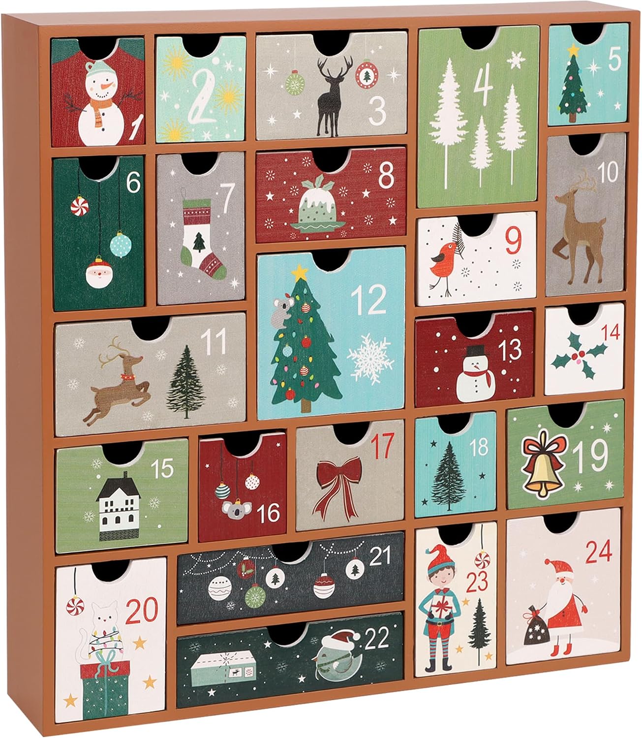 CALENDARIO DE ADVIENTO DE MADERA SAND MINE CON 24 CAJONES TERRACOTA - 1