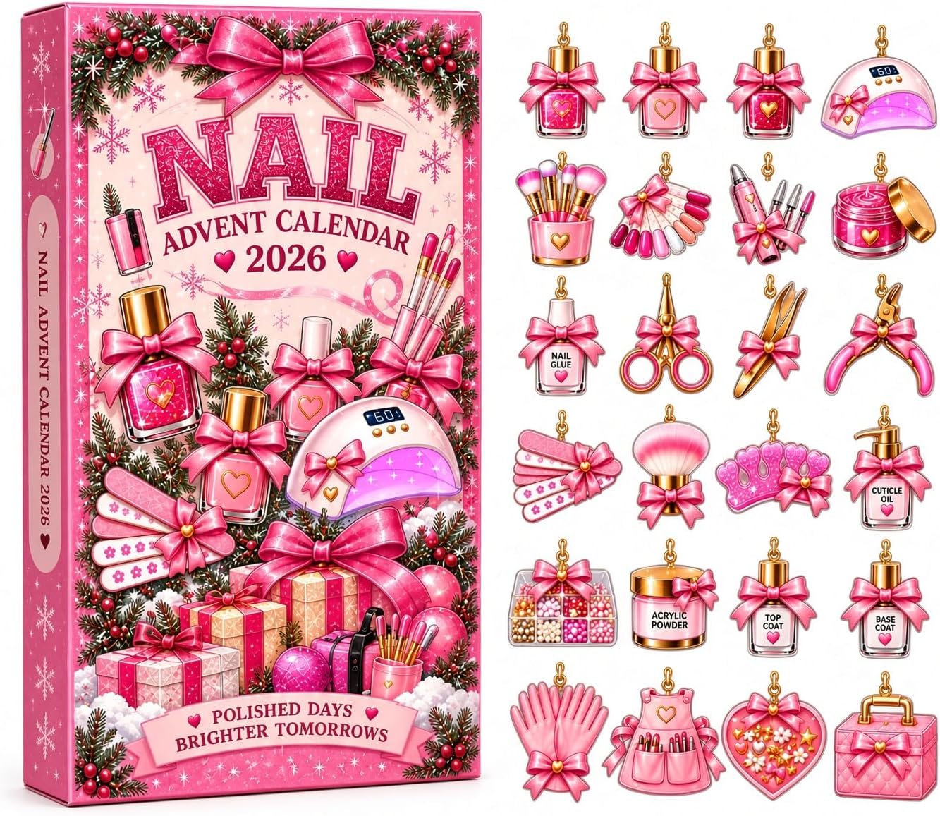 CALENDARIO DE ADVIENTO NAIL TECH 2026 V-DECORPARKS 24 MINI ADORNOS NAVIDEÑOS PARA UÑAS - 1