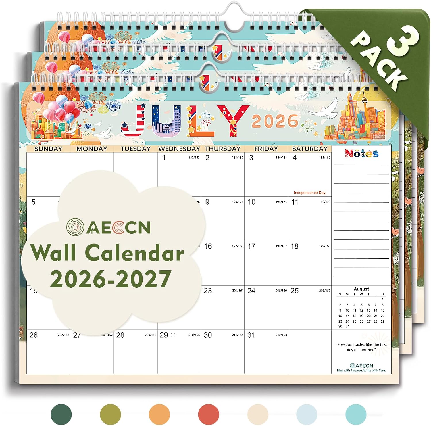 CALENDARIO DE PARED AECCN 2026-2027 18 MESES 36.5X29 CM 3 UNIDADES - 1