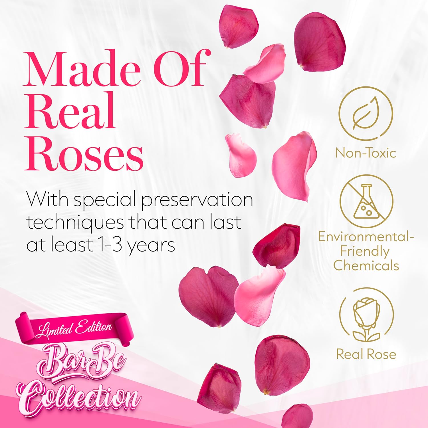 FLORES PRESERVADAS GLAMOUR BOUTIQUE CAJA CORAZÓN CON 27 ROSAS VELVET PINK - 4