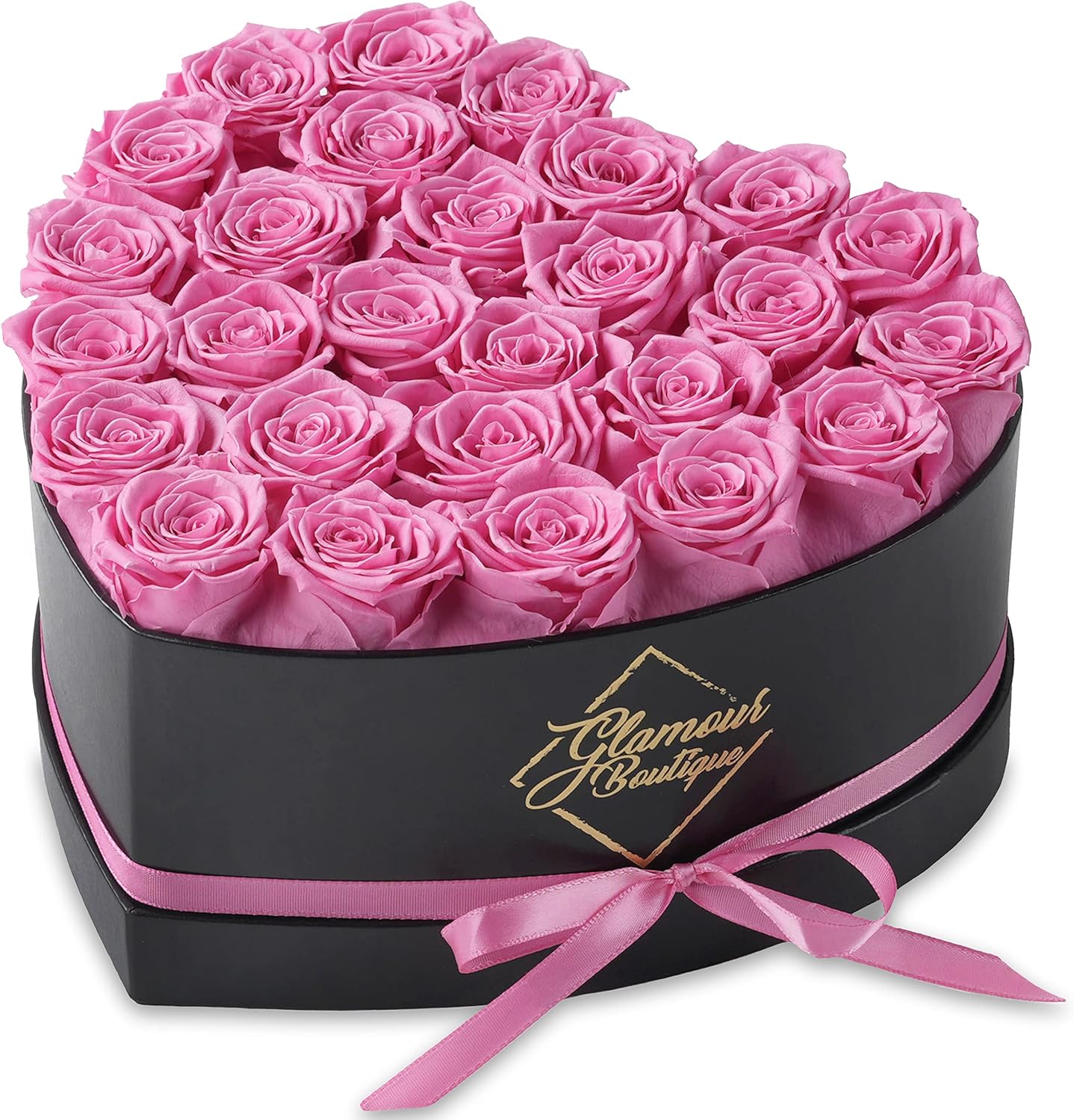 FLORES PRESERVADAS GLAMOUR BOUTIQUE 27 ROSAS ROSAS EN CAJA CORAZÓN - 1