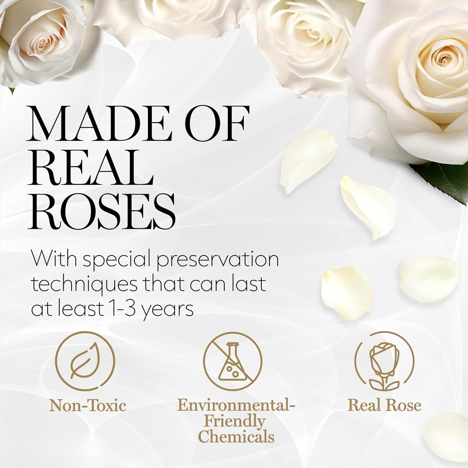 FLORES PRESERVADAS GLAMOUR BOUTIQUE, 7 ROSAS BLANCAS ETERNAS EN CAJA CORAZÓN - 4