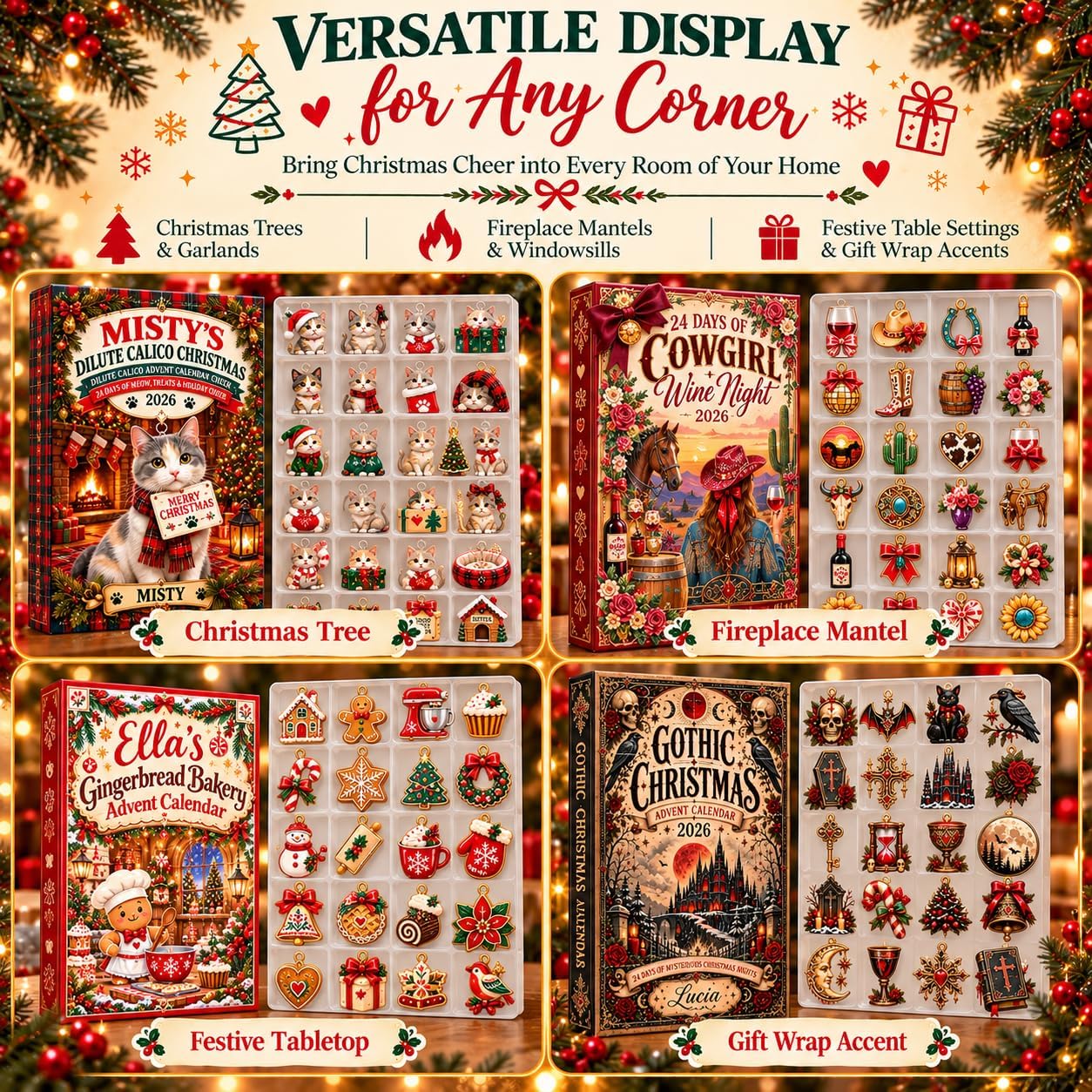 CALENDARIO DE ADVIENTO CON 24 MINI ADORNOS NAVIDEÑOS TEMÁTICOS DE LIBROS 2026 - 4