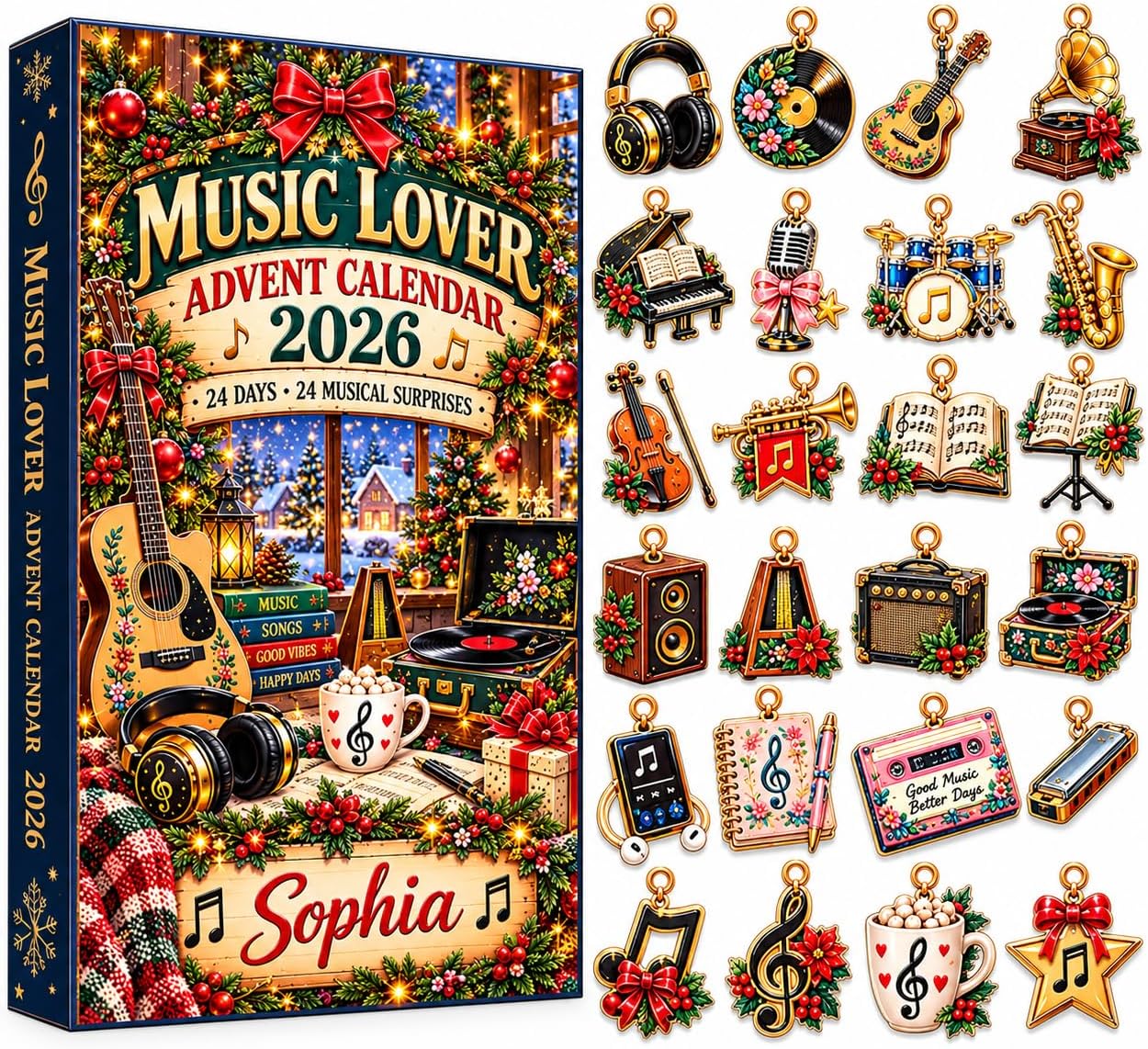 CALENDARIO DE ADVIENTO CON 24 MINI ADORNOS MUSICALES 2026 V-DECORPARKS - 1