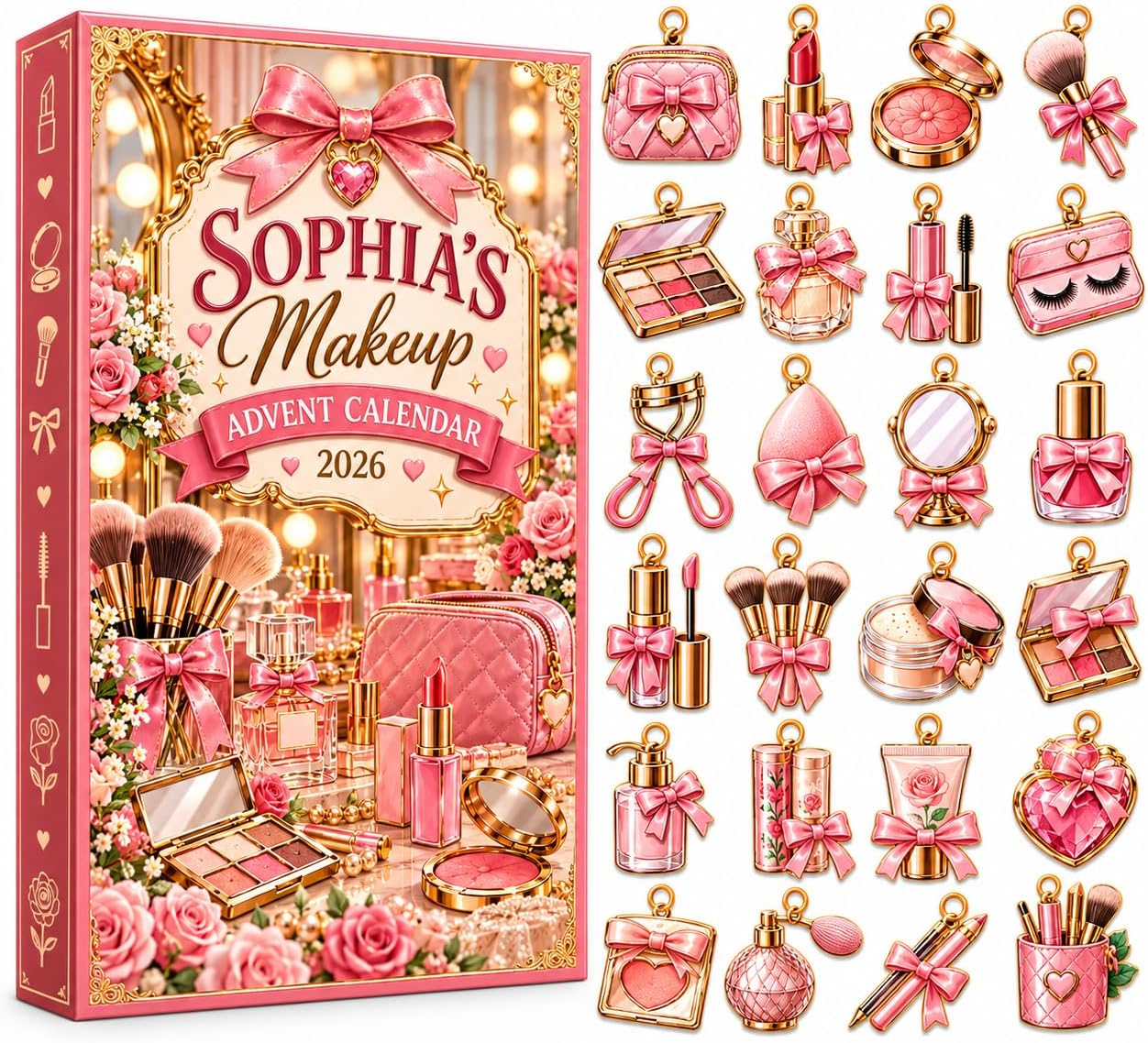 CALENDARIO DE ADVIENTO DE MAQUILLAJE V-DECORPARKS 24 MINI ADORNOS NAVIDEÑOS - 1