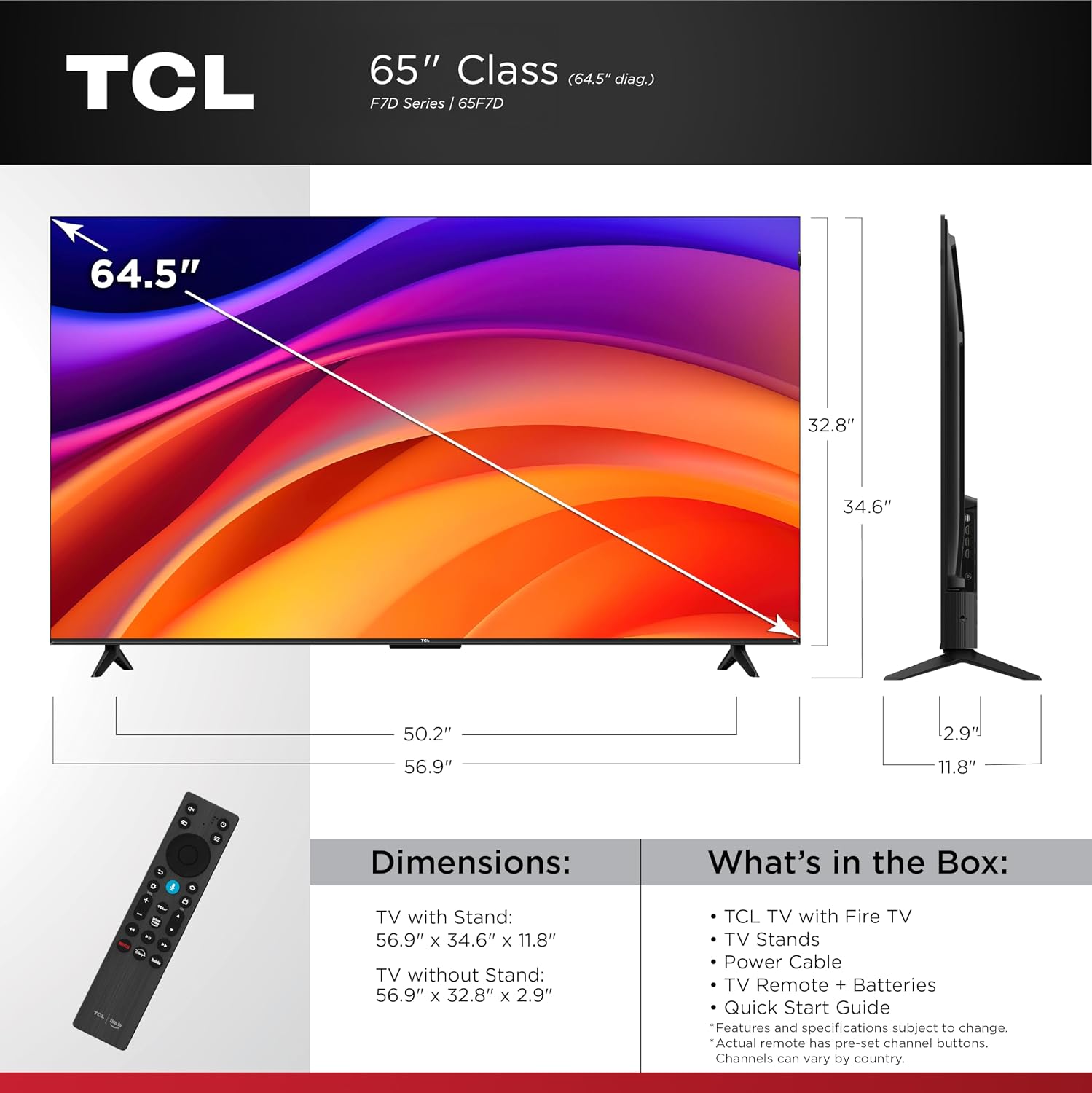 TELEVISOR TCL 65 PULGADAS F7D SERIES QLED 4K UHD SMART TV 65F7D 2026 - 3