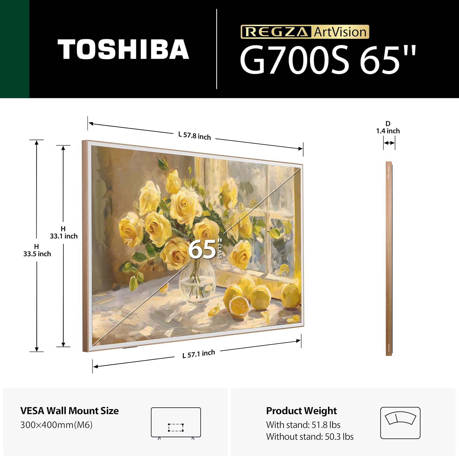 TELEVISOR TOSHIBA 65' G700 SERIES ARTVISION 4K UHD SMART FIRE TV QLED 165HZ - 2