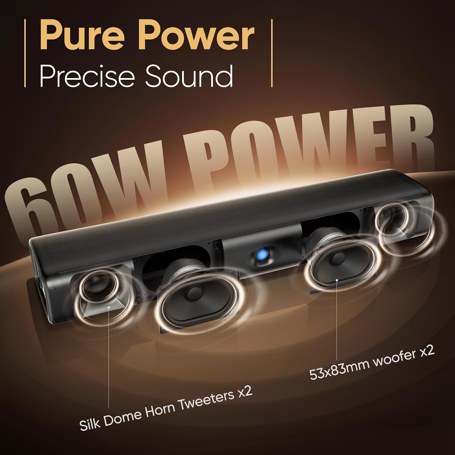 BARRA DE SONIDO SAIYIN 60W BLUETOOTH PARA SMART TV TV-ARC/ÓPTICO/AUX - 3