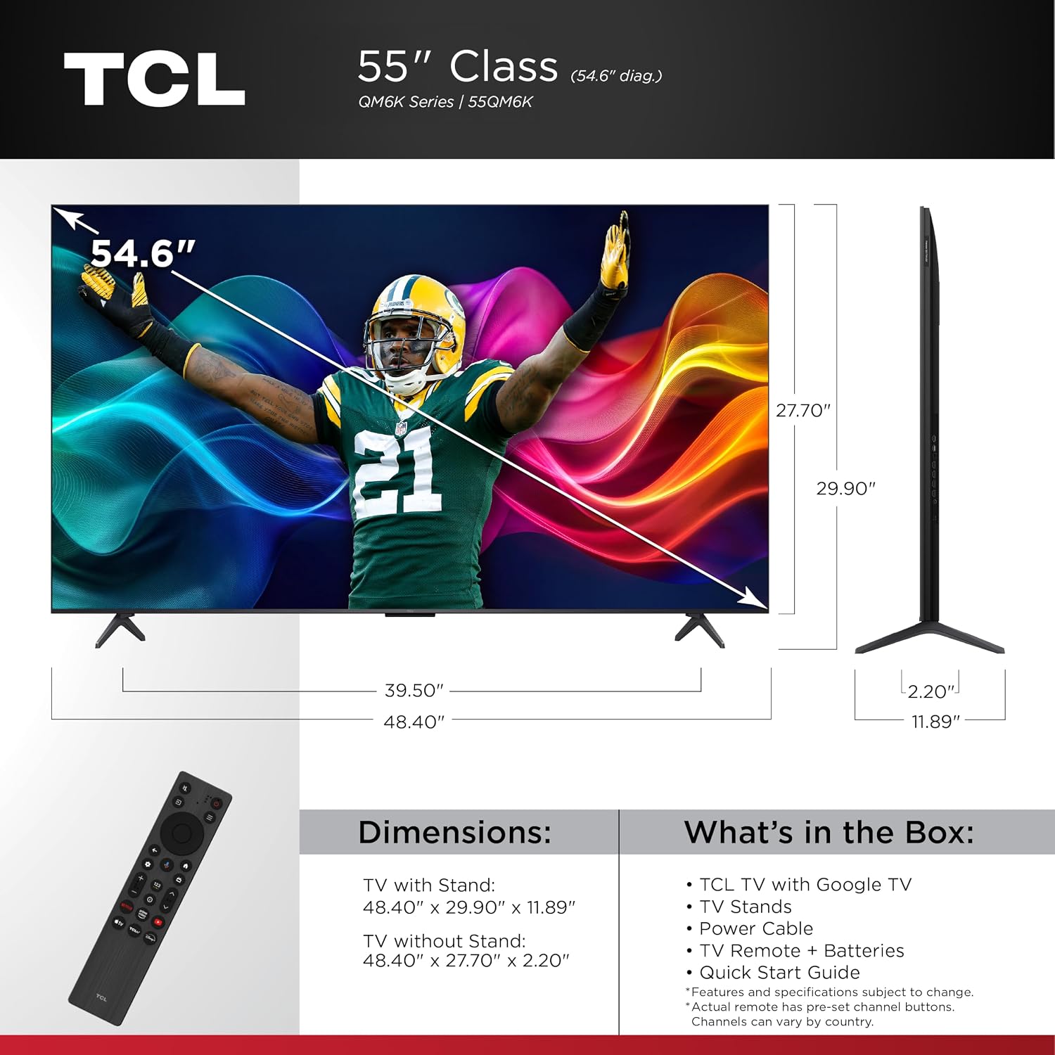 TELEVISOR TCL 55 PULGADAS QM6K QLED MINI LED 4K HDR SMART GOOGLE TV - 2