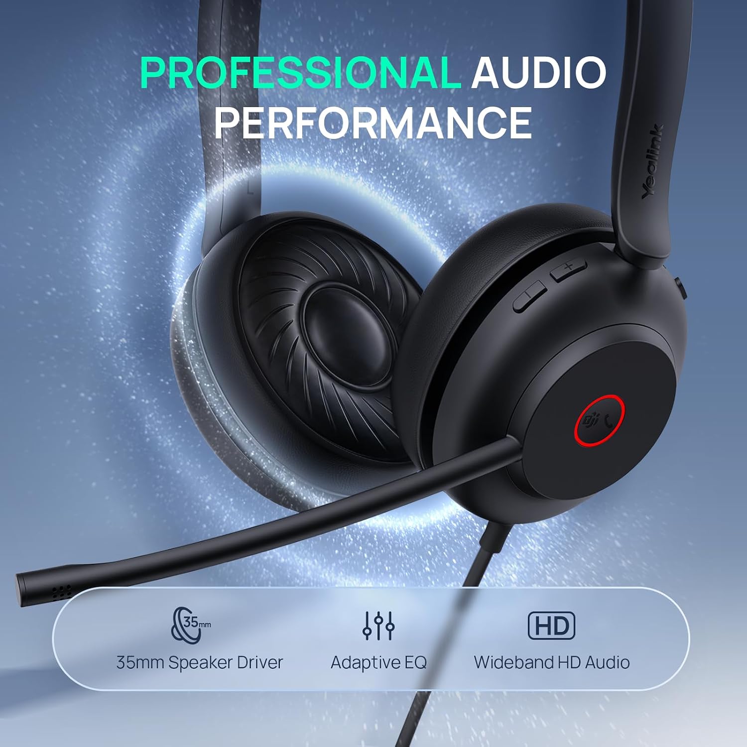 HEADSET CON CABLE YEALINK UH35 2ND GEN USB-C/A CON MICRÓFONO AI NOISE CANCELING Y AUDIO HD - 5