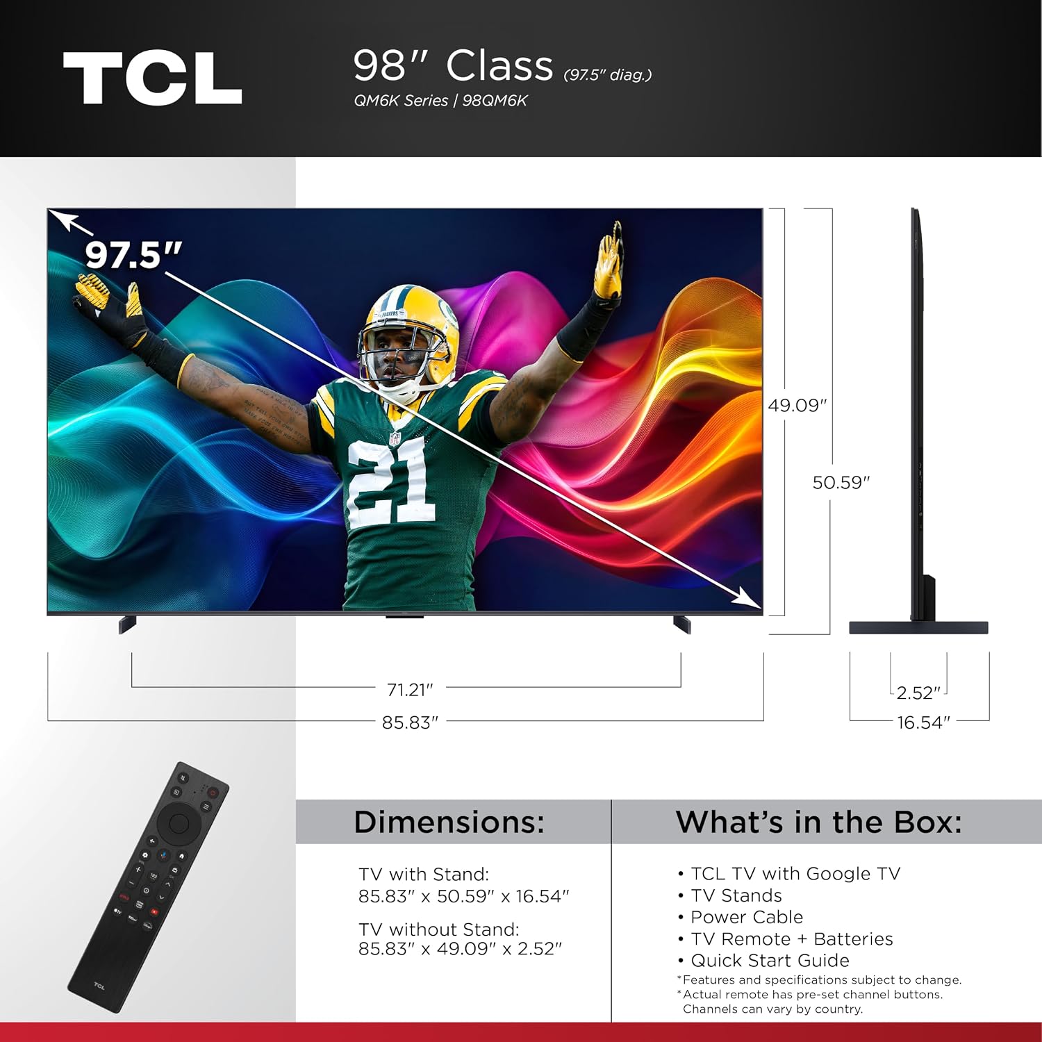 TELEVISOR TCL 98QM6K 98 PULGADAS QLED MINI LED 4K HDR SMART GOOGLE TV - 2