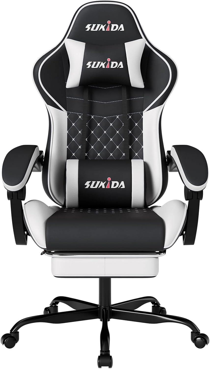 SILLA DE OFICINA SUKIDA GAMING ERGONÓMICA CON MASAJE Y SOPORTE LUMBAR AJUSTABLE - 1