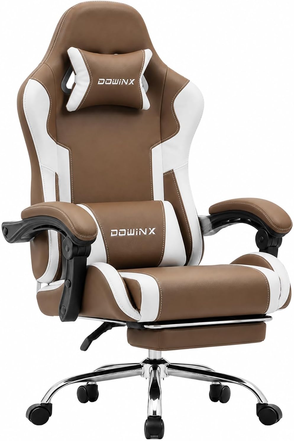 SILLA DE OFICINA DOWINX ERGONOMIC GAMING CON REPOSAPIÉS Y MASAJE LUMBAR, BRAZOS 2D, CAPACIDAD 150 KG, TELA MARRÓN - 1