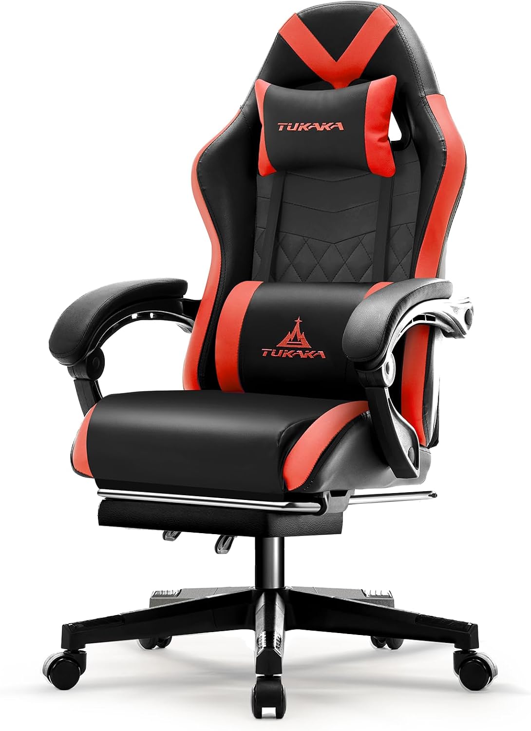 SILLA DE OFICINA ERGONÓMICA TUKAKA CON MASAJE Y REPOSAPIÉS ROJO - 1