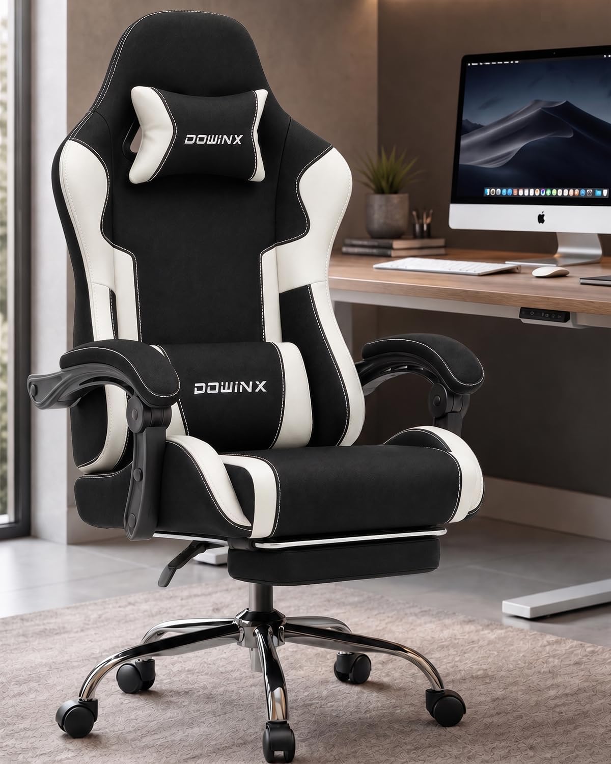 SILLA DE OFICINA DOWINX ERGONÓMICA CON REPOSAPIÉS Y MASAJE LUMBAR, REPOSABRAZOS 2D, CAPACIDAD 150 KG, BLANCA - 2