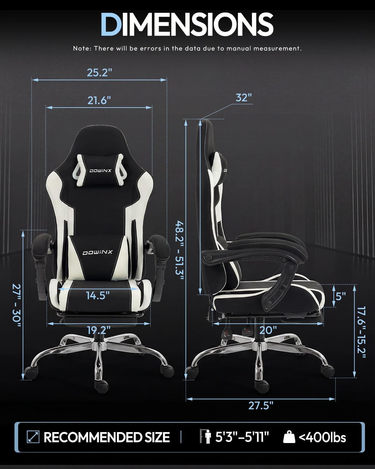 SILLA DE OFICINA DOWINX ERGONÓMICA CON REPOSAPIÉS Y MASAJE LUMBAR, REPOSABRAZOS 2D, CAPACIDAD 150 KG, BLANCA - 3