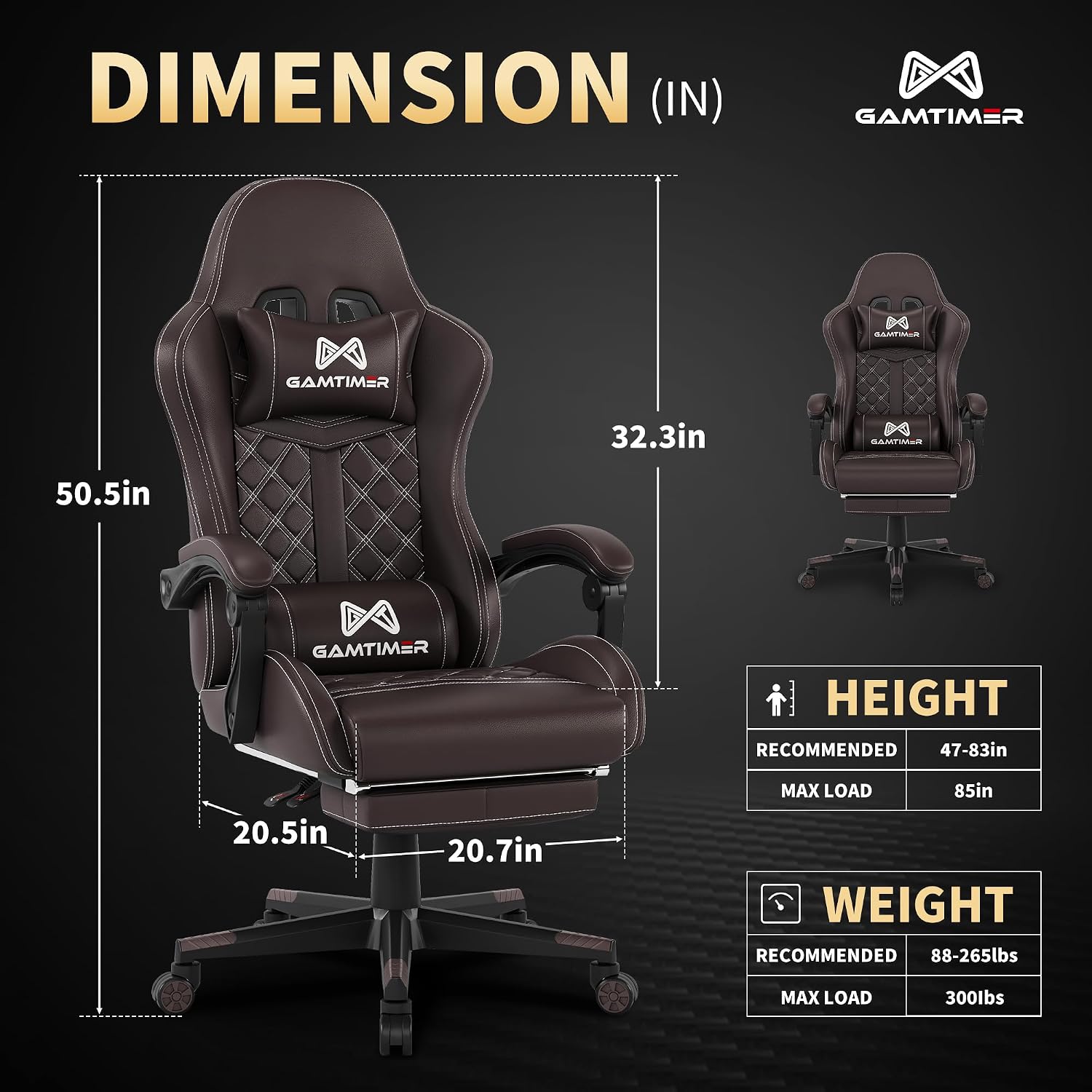 SILLA DE OFICINA GAMTIMER GAMING CHAIR CAPACIDAD 181 KG CON COJÍN DE RESORTES - 3