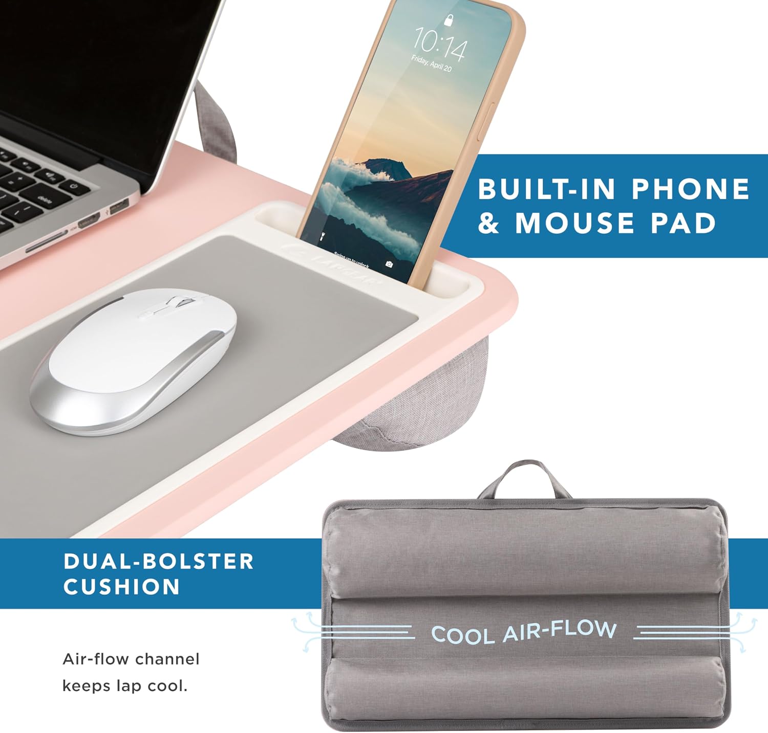 ORGANIZADOR DE ESCRITORIO LAPGEAR HOME OFFICE LAP DESK PARA LAPTOPS HASTA 15.6” ROSADO - 4