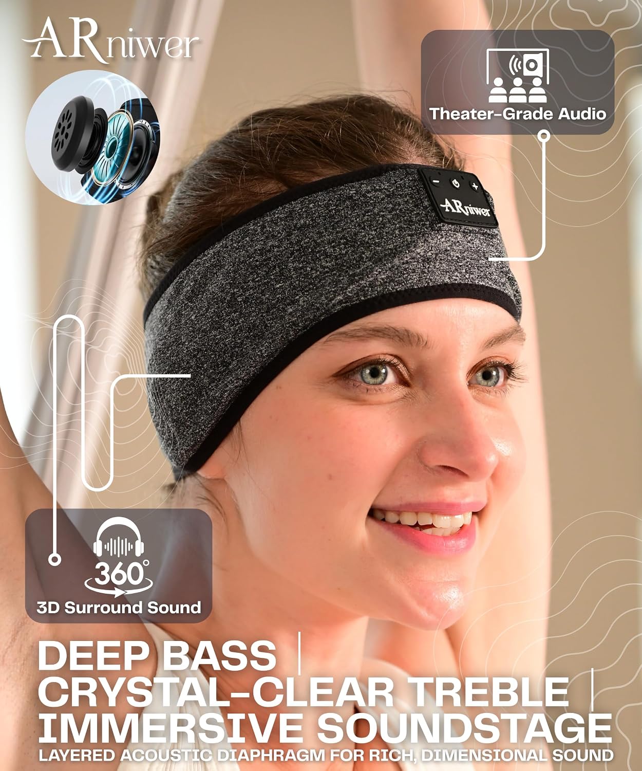 DIADEMA CON PARLANTE BLUETOOTH INALÁMBRICO ARNIWER PARA DORMIR Y HACER EJERCICIO - 4
