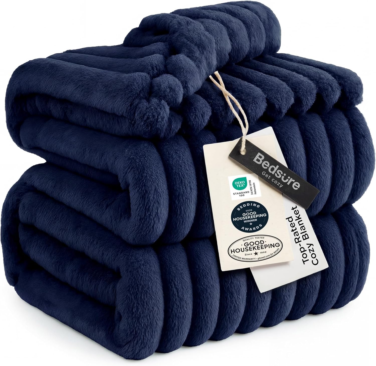 MANTA BEDSURE QUEEN AZUL MARINO 90X90 PULGADAS - 1