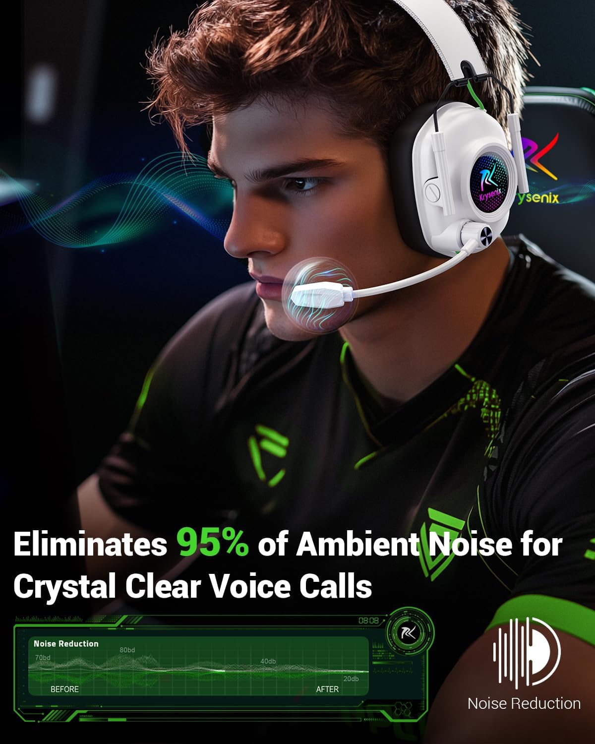 AUDÍFONOS INALÁMBRICOS PARA GAMING KRYSENIX CON MICRÓFONO Y SONIDO 7.1 PARA PS5, PS4 Y PC - 2